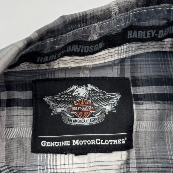 Harley-Davidson Men's‎ M Cotton Gray Plaid Short Sleeve Button Down Shirt - Picture 2 of 5